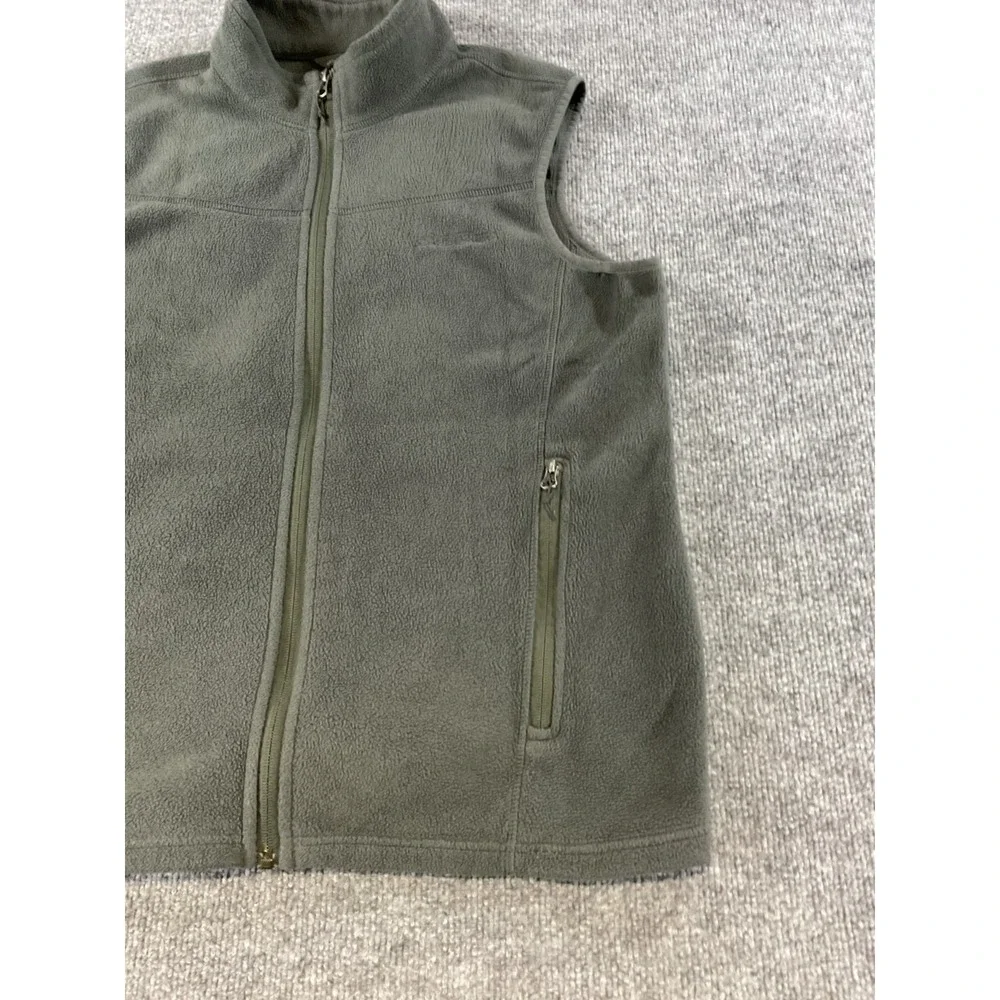 Eddie Bauer Fleece Vest Mens Medium M Green Full Zip Sleeveless Outdoor Hiking C